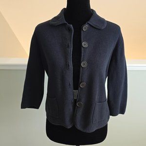 Karen Scott Black Cotton Cropped Button Down Cardigan Sweater NWOT